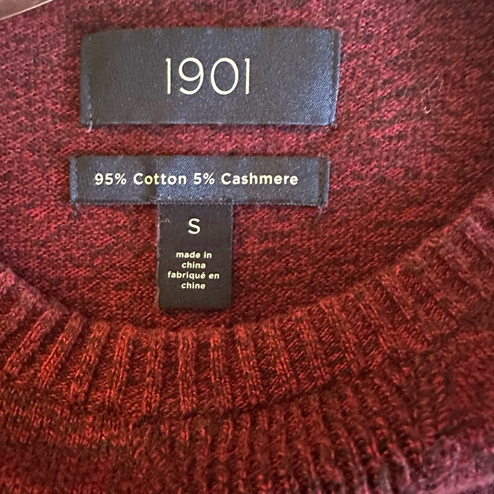 Two for one! 1901 Burgundy & Navy Crewneck Sweaters Cotton & Wool blend πππΌ - Picture 6 of 7